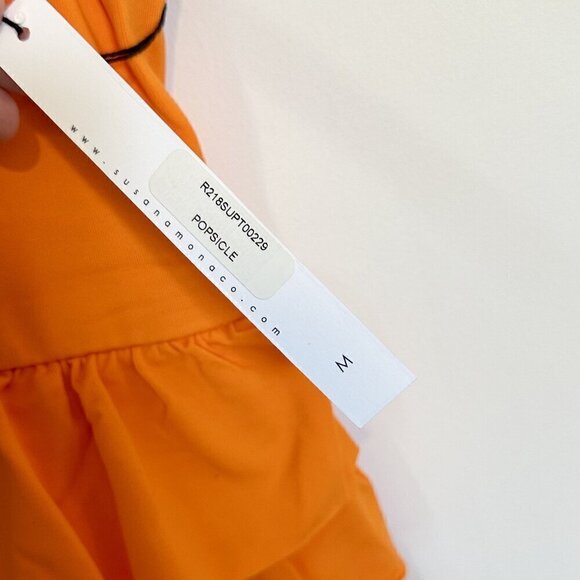 NWT Susana Monaco Orange Ruffle V-Neck Cropped Tank - Medium - Picture 4 of 5